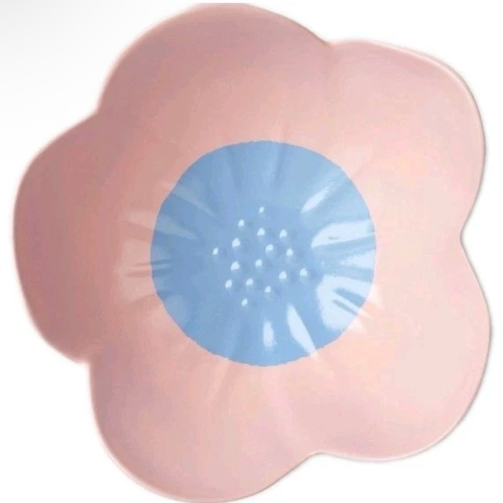 Floral Pink and Blue Ceramic Bowl